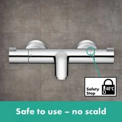 Hansgrohe Ecostat 1001 CL Thermostatic Exposed Bath Shower Mixer - 13201000 7 Hansgrohe Ecostat 1001 CL Thermostatic Exposed Bath Shower Mixer - 13201000 -Wall Mounted Taps Sales Store 13201000 D2 460