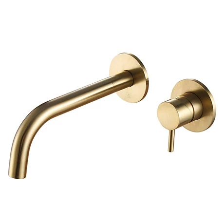 JTP Vos Brushed Brass Wall Mounted Single Lever Basin Mixer 3 JTP Vos Brushed Brass Wall Mounted Single Lever Basin Mixer