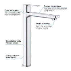 Grohe Lineare Tall Mono Basin Mixer - 23405001 10 Grohe Lineare Tall Mono Basin Mixer - 23405001 -Wall Mounted Taps Sales Store 23405001 D2 460