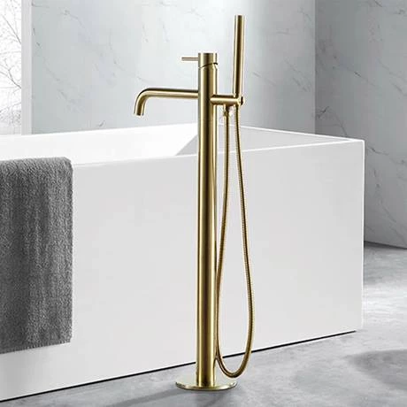 JTP Vos Brushed Brass Freestanding Bath Shower Mixer 4 JTP Vos Brushed Brass Freestanding Bath Shower Mixer - Image 2