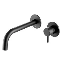 JTP Vos Matt Black Wall Mounted Single Lever Basin Mixer