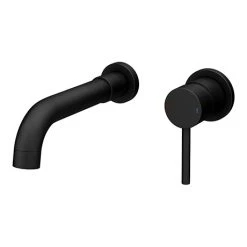 Arezzo Round Matt Black Wall Mounted (2TH) Basin Mixer Tap