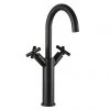 JTP Solex Matt Black Tall Swivel Spout Basin Mixer -Wall Mounted Taps Sales Store 66009MB P