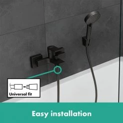 Hansgrohe Vernis Shape Exposed Single Lever Bath Shower Mixer - Matt Black - 71450670 -Wall Mounted Taps Sales Store 71450670 ai2 460