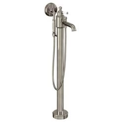 Arcade Floor Mounted Freestanding Bath Shower Mixer with Ceramic Lever - Nickel