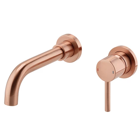 Arezzo Round Rose Gold Wall Mounted (2TH) Basin Mixer Tap 3 Arezzo Round Rose Gold Wall Mounted (2TH) Basin Mixer Tap
