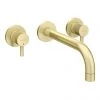 Arezzo Fluted Round Brushed Brass Wall Mounted (3TH) Bath Filler Tap -Wall Mounted Taps Sales Store AZ1WTBBF P1