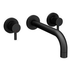 Arezzo Fluted Round Matt Black Wall Mounted (3TH) Bath Filler Tap -Wall Mounted Taps Sales Store AZ1WTMBF d4 460