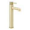 Arezzo Fluted Round Brushed Brass High Rise Mono Basin Mixer Tap