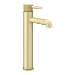 Wall Mounted Taps Sales Store 24 Arezzo Fluted Round Brushed Brass High Rise Mono Basin Mixer Tap