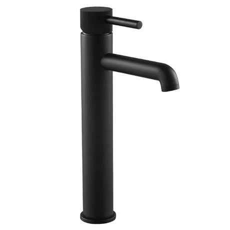 Arezzo Fluted Round Matt Black High Rise Mono Basin Mixer Tap 4 Arezzo Fluted Round Matt Black High Rise Mono Basin Mixer Tap - Image 2