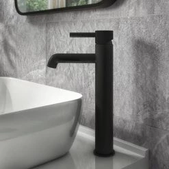 Arezzo Fluted Round Matt Black High Rise Mono Basin Mixer Tap 10 Arezzo Fluted Round Matt Black High Rise Mono Basin Mixer Tap -Wall Mounted Taps Sales Store AZ2LTMBF nd3 460