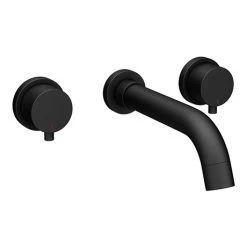 Arezzo Round Matt Black Wall Mounted (3TH) Bath Filler Tap