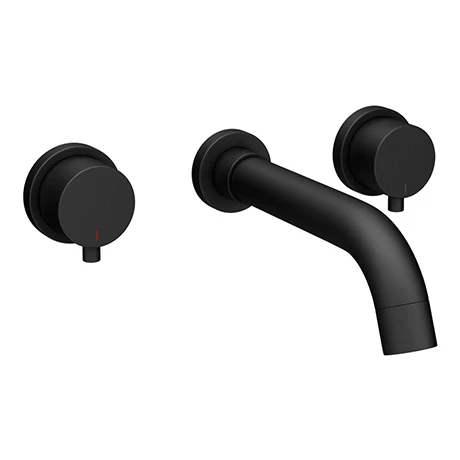 Arezzo Round Matt Black Wall Mounted (3TH) Bath Filler Tap 3 Arezzo Round Matt Black Wall Mounted (3TH) Bath Filler Tap