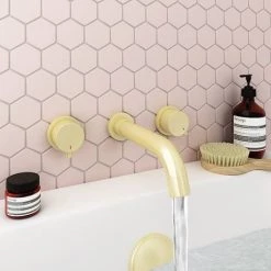 Arezzo Round Brushed Brass Wall Mounted (3TH) Bath Filler Tap -Wall Mounted Taps Sales Store AZ3THBRBF n d3 460