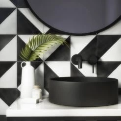 Arezzo Fluted Round Matt Black Wall Mounted (2TH) Basin Mixer Tap -Wall Mounted Taps Sales Store AZ8WTMBF d5 460