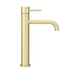 Arezzo Round Brushed Brass High Rise Mono Basin Mixer Tap -Wall Mounted Taps Sales Store AZBBHRT n d3 460