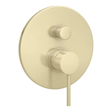 Arezzo Brushed Brass Round Concealed Manual Valve with Bath Spout + Shower Handset 4 Arezzo Brushed Brass Round Concealed Manual Valve with Bath Spout + Shower Handset - Image 2