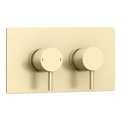Arezzo Brushed Brass Round Concealed Twin Valve with Diverter, Bath Spout + Shower Handset -Wall Mounted Taps Sales Store AZBBSPK6 n d3 460