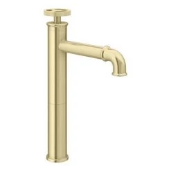 Arezzo Brushed Brass Industrial Style High Rise Basin Mixer -Wall Mounted Taps Sales Store AZISBB01T d3 460