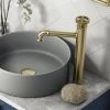 Arezzo Brushed Brass Industrial Style High Rise Basin Mixer