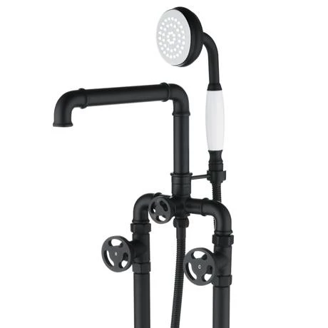 Arezzo Matt Black Industrial Style Freestanding Bath Shower Mixer Tap 8 Arezzo Matt Black Industrial Style Freestanding Bath Shower Mixer Tap - Image 6