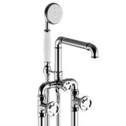 Arezzo Chrome Industrial Style Freestanding Bath Shower Mixer Tap -Wall Mounted Taps Sales Store AZISCH05 n d1 460
