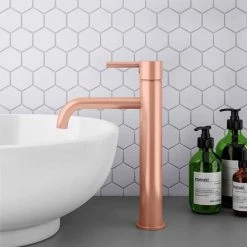 Arezzo Round Rose Gold High Rise Mono Basin Mixer Tap -Wall Mounted Taps Sales Store AZRGHRT d4 460