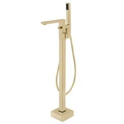 Arezzo Square Brushed Brass Floor Mounted Free-standing Bath Shower Mixer