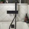 Arezzo Matt Black Square Concealed Thermostatic Shower Valve w. Handset + Freeflow Bath Filler -Wall Mounted Taps Sales Store AZSVHMBFSQ p
