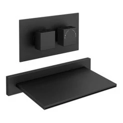 Arezzo Matt Black Wall Mounted Slimline Waterfall Bath Filler + Concealed Thermostatic Valve 13 Arezzo Matt Black Wall Mounted Slimline Waterfall Bath Filler + Concealed Thermostatic Valve -Wall Mounted Taps Sales Store AZWF05 d7 460