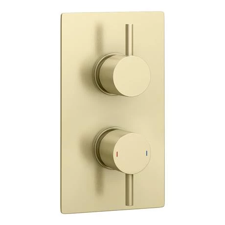 Arezzo Brushed Brass Wall Mounted Slimline Waterfall Bath Filler + Concealed Thermostatic Valve 7 Arezzo Brushed Brass Wall Mounted Slimline Waterfall Bath Filler + Concealed Thermostatic Valve - Image 5