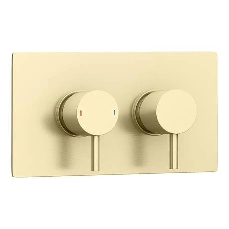 Arezzo Brushed Brass Wall Mounted Slimline Waterfall Bath Filler + Concealed Thermostatic Valve 5 Arezzo Brushed Brass Wall Mounted Slimline Waterfall Bath Filler + Concealed Thermostatic Valve - Image 3
