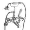 Bayswater White Crosshead Domed Collar Wall Mounted Bath Shower Mixer -Wall Mounted Taps Sales Store BAYT210 PN