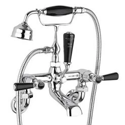 Bayswater Black Lever Domed Collar Wall Mounted Bath Shower Mixer