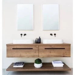 BagnoDesign M-Line Matt Black Wall Mounted 2-Hole Basin Mixer -Wall Mounted Taps Sales Store BDM MLI 315 A BK D2 460