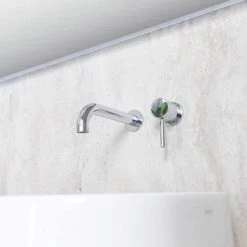 BagnoDesign M-Line Chrome Wall Mounted 2-Hole Basin Mixer -Wall Mounted Taps Sales Store BDM MLI 315 A CP D3 460