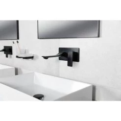BagnoDesign Zephyr Matt Black Wall Mounted Basin Mixer -Wall Mounted Taps Sales Store BDM ZEP 305 MB D3 460