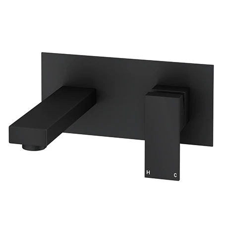 Arezzo Square Matt Black Wall Mounted Basin Mixer Tap 3 Arezzo Square Matt Black Wall Mounted Basin Mixer Tap