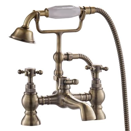 Chatsworth 1928 Antique Brass Crosshead Freestanding Bath Shower Mixer Tap 4 Chatsworth 1928 Antique Brass Crosshead Freestanding Bath Shower Mixer Tap - Image 2