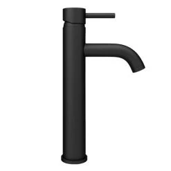Arezzo Round Matt Black High Rise Mono Basin Mixer Tap -Wall Mounted Taps Sales Store CRU40BLK N d1 460