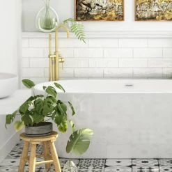 Arezzo Brushed Brass Freestanding Bath Tap with Shower Mixer -Wall Mounted Taps Sales Store CT002 BB d2 460