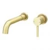 Arezzo Round Brushed Brass Wall Mounted (2TH) Basin Mixer Tap -Wall Mounted Taps Sales Store CT021 BB nw p