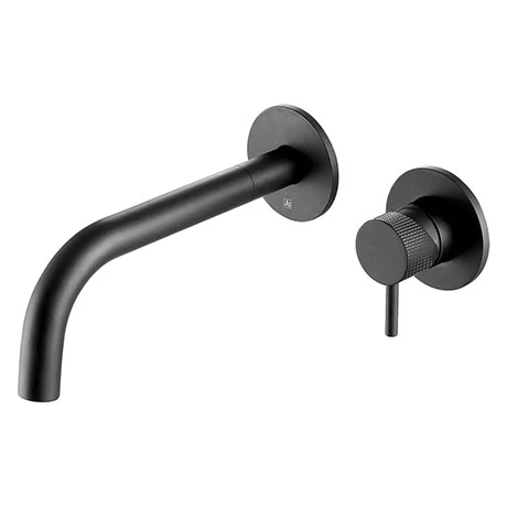 JTP Vos Matt Black Wall Mounted Single Lever Basin Mixer with Designer Handle 3 JTP Vos Matt Black Wall Mounted Single Lever Basin Mixer with Designer Handle