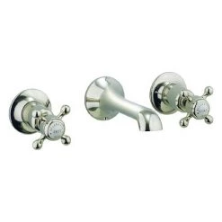 Crosswater - Belgravia Crosshead Wall Mounted 3 Hole Set Basin Mixer - Nickel - HG131WNN