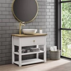 Lancaster Traditional Brushed Brass Tall Mono Basin Mixer -Wall Mounted Taps Sales Store LBB8T d3 460