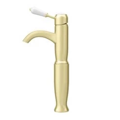 Lancaster Traditional Brushed Brass Tall Mono Basin Mixer -Wall Mounted Taps Sales Store LBB8T d4 460