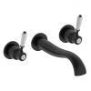 Lancaster Traditional Matt Black Wall Mounted Lever Basin Mixer Tap -Wall Mounted Taps Sales Store LMB14BT l 670