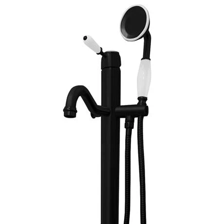 Lancaster Traditional Matt Black Single Lever Freestanding Bath Shower Mixer 4 Lancaster Traditional Matt Black Single Lever Freestanding Bath Shower Mixer - Image 2