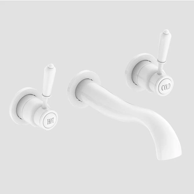 Lancaster Traditional Matt White Wall Mounted Lever Basin Mixer Tap 3 Lancaster Traditional Matt White Wall Mounted Lever Basin Mixer Tap